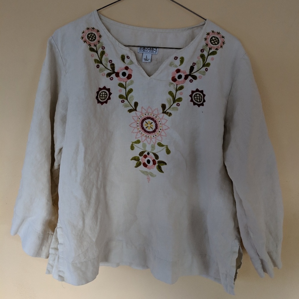 VINTAGE Linen long sleep Top